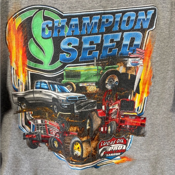 Champion Seed Tractor & Truck Pull Graphic Tee Gray L - Picture 5 of 6